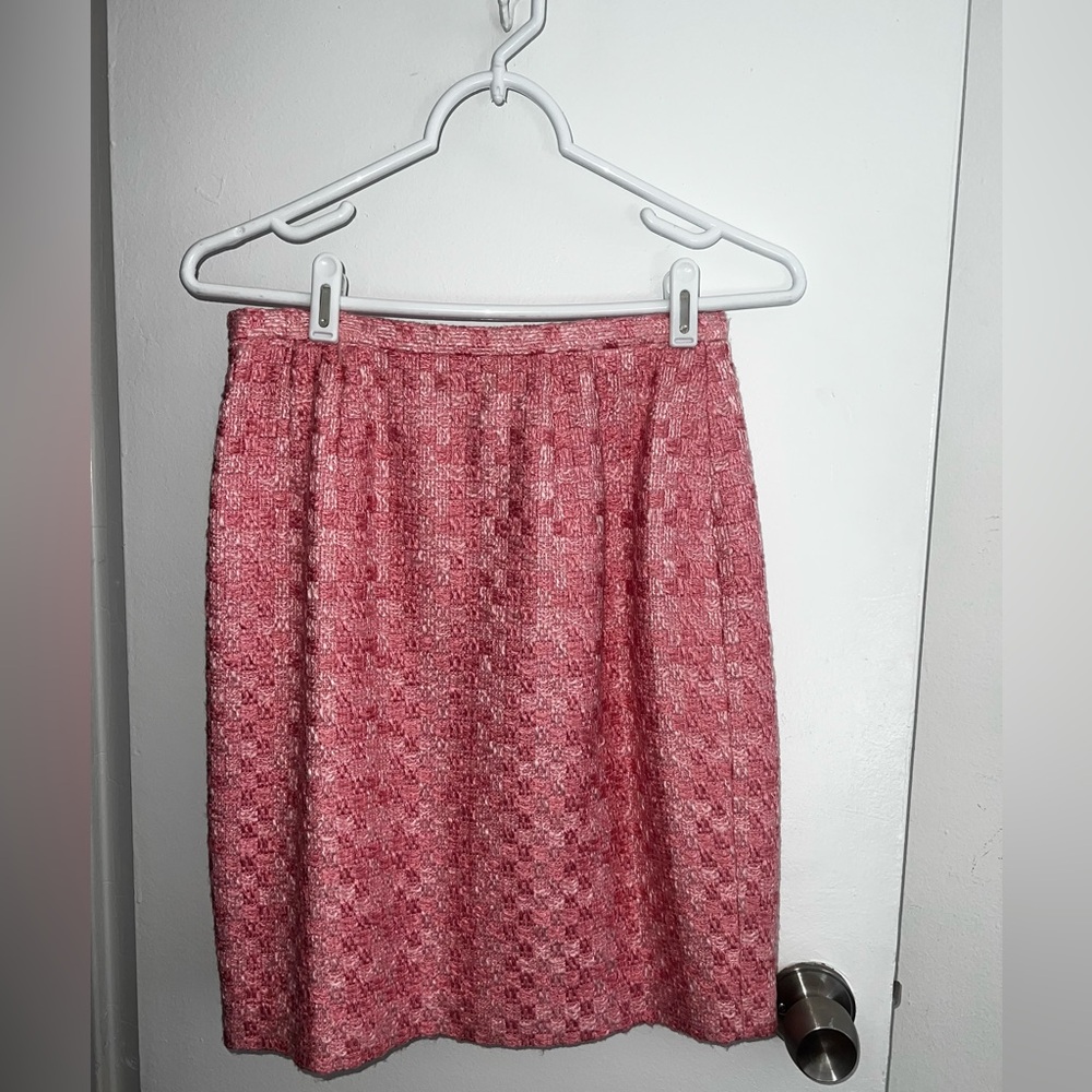 Vintage Anne Klein Plaid Pink Pencil Skirt